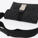 GUCCI GG Canvas Waist Bag Black Silver 131236 Auth 151557-6