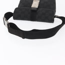 GUCCI GG Canvas Waist Bag Black Silver 131236 Auth 151557-7