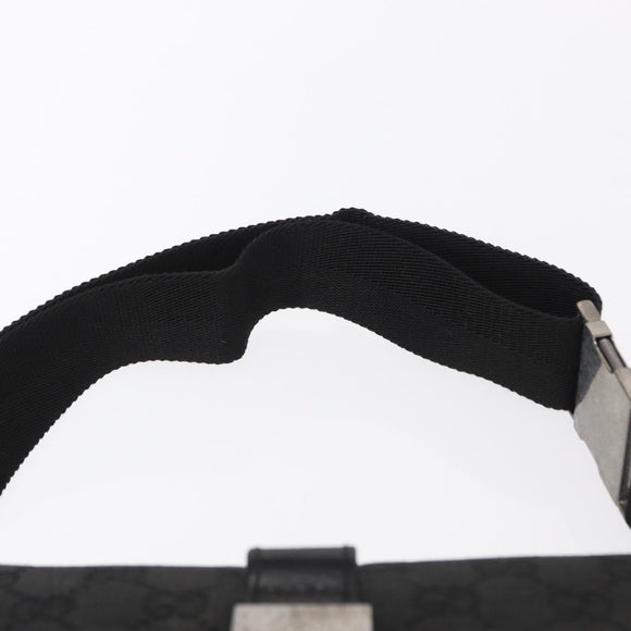 GUCCI GG Canvas Waist Bag Black Silver 131236 Auth 151557