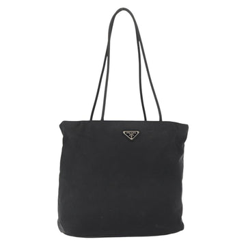 PRADA Tote Bag Nylon Black Silver Auth 151558