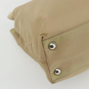 PRADA Hand Bag Nylon Beige Silver Auth 151559-14