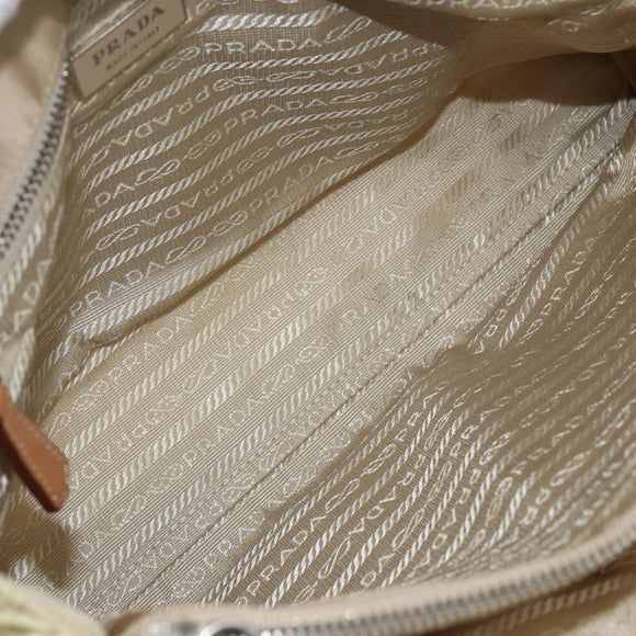 PRADA Hand Bag Nylon Beige Silver Auth 151559
