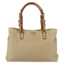 PRADA Hand Bag Nylon Beige Silver Auth 151559-13