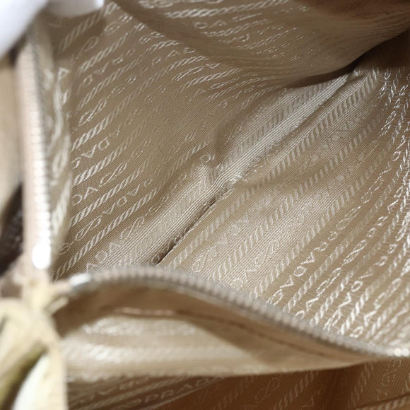 PRADA Hand Bag Nylon Beige Silver Auth 151559