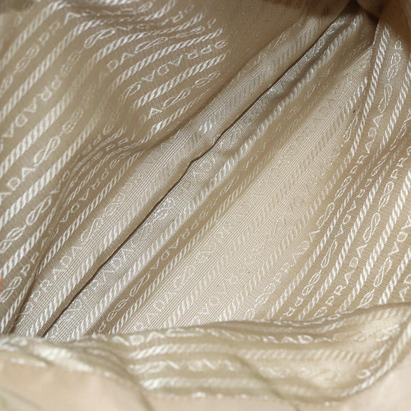 PRADA Hand Bag Nylon Beige Silver Auth 151559