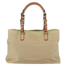 PRADA Hand Bag Nylon Beige Silver Auth 151559-2
