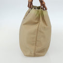 PRADA Hand Bag Nylon Beige Silver Auth 151559-4