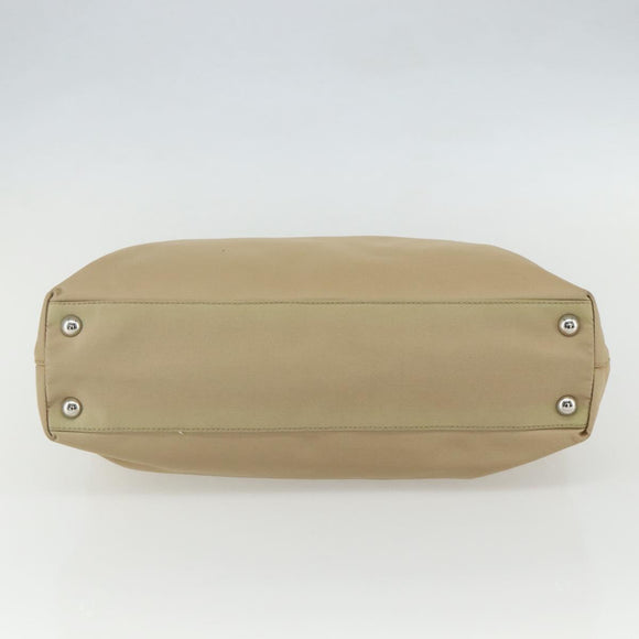 PRADA Hand Bag Nylon Beige Silver Auth 151559