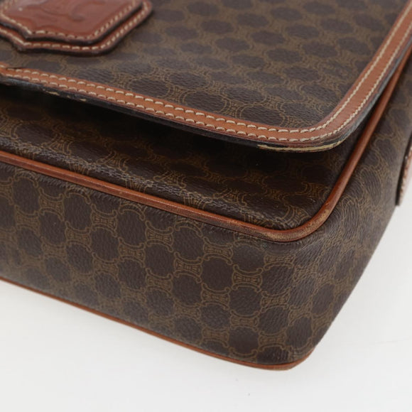 CELINE Macadam Canvas Shoulder Bag PVC Leather Brown Gold Auth 151561