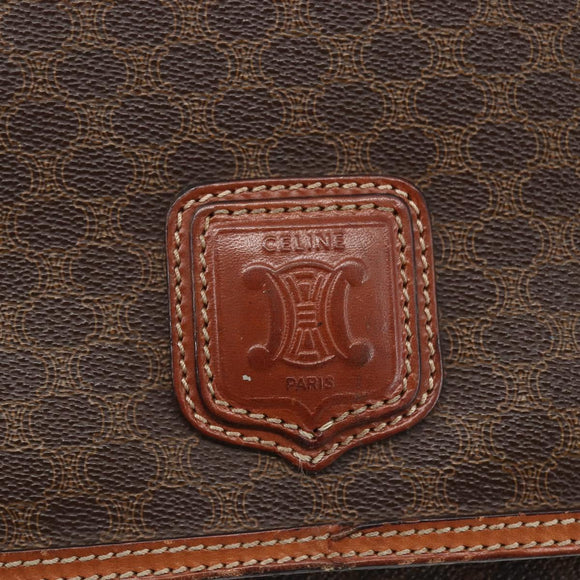 CELINE Macadam Canvas Shoulder Bag PVC Leather Brown Gold Auth 151561