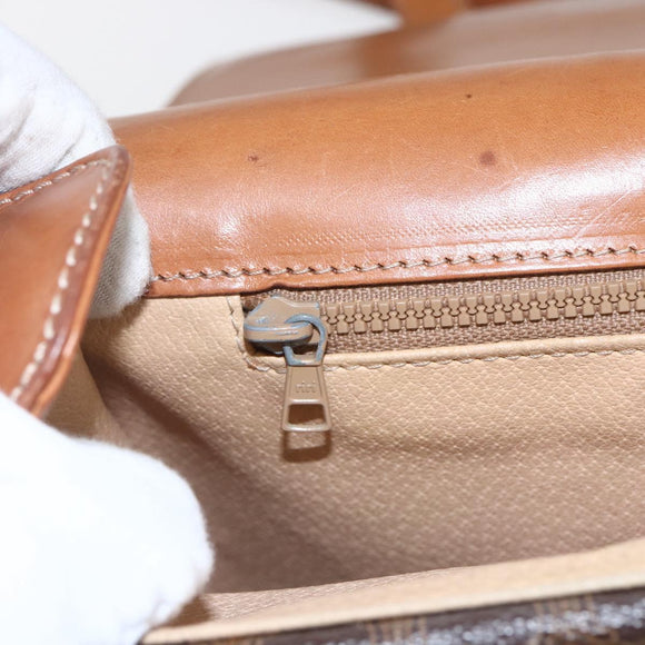 CELINE Macadam Canvas Shoulder Bag PVC Leather Brown Gold Auth 151561