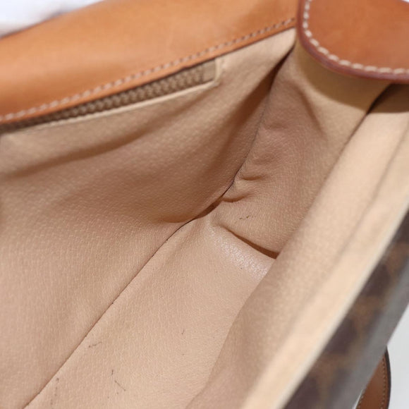 CELINE Macadam Canvas Shoulder Bag PVC Leather Brown Gold Auth 151561