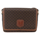 CELINE Macadam Canvas Shoulder Bag PVC Leather Brown Gold Auth 151561-2