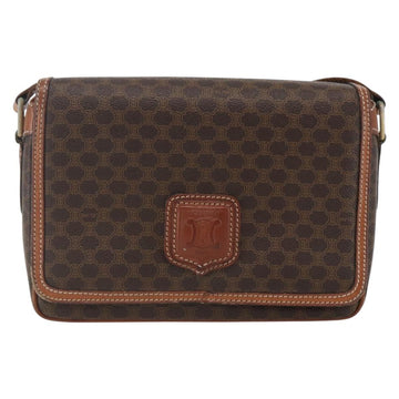 CELINE Macadam Canvas Shoulder Bag PVC Leather Brown Gold Auth 151561 - 0
