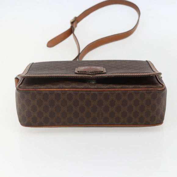 CELINE Macadam Canvas Shoulder Bag PVC Leather Brown Gold Auth 151561