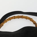 GUCCI Bamboo Shoulder Bag Suede 2way Black Gold 001 2113 1577 Auth 151562-9