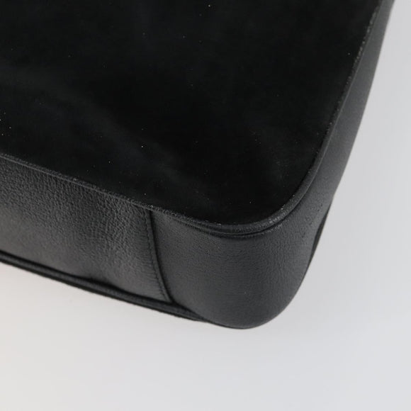GUCCI Bamboo Shoulder Bag Suede 2way Black Gold 001 2113 1577 Auth 151562