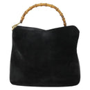 GUCCI Bamboo Shoulder Bag Suede 2way Black Gold 001 2113 1577 Auth 151562-13