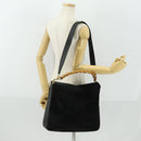 GUCCI Bamboo Shoulder Bag Suede 2way Black Gold 001 2113 1577 Auth 151562-23