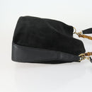 GUCCI Bamboo Shoulder Bag Suede 2way Black Gold 001 2113 1577 Auth 151562-3