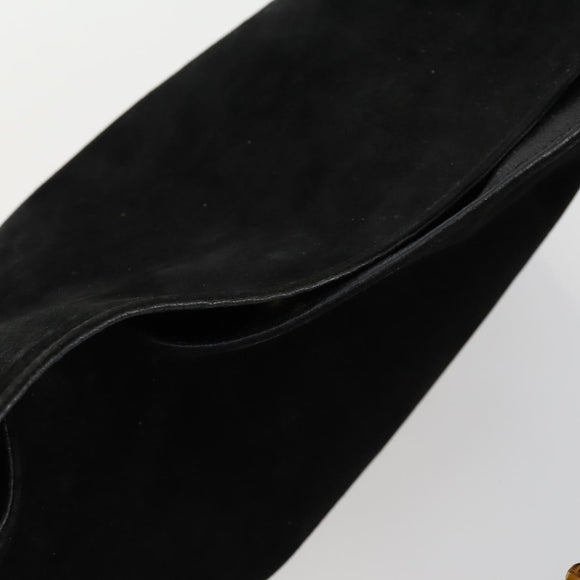 GUCCI Bamboo Shoulder Bag Suede 2way Black Gold 001 2113 1577 Auth 151562