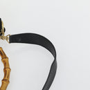 GUCCI Bamboo Shoulder Bag Suede 2way Black Gold 001 2113 1577 Auth 151562-14