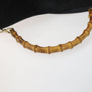GUCCI Bamboo Shoulder Bag Suede 2way Black Gold 001 2113 1577 Auth 151562-8
