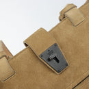 GUCCI Hand Bag Suede Beige Auth 151564-14