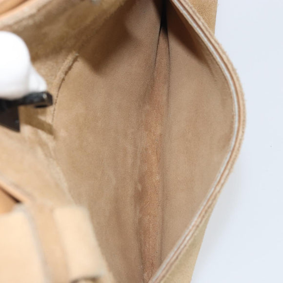 GUCCI Hand Bag Suede Beige Auth 151564