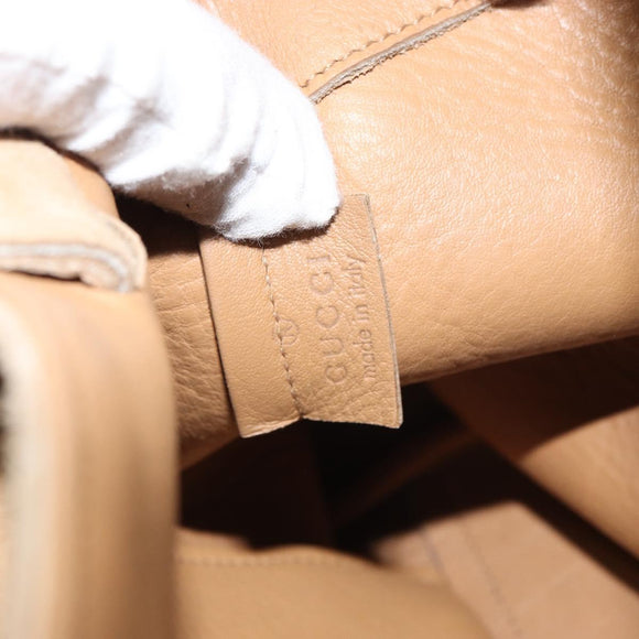 GUCCI Hand Bag Suede Beige Auth 151564