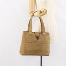 GUCCI Hand Bag Suede Beige Auth 151564-21