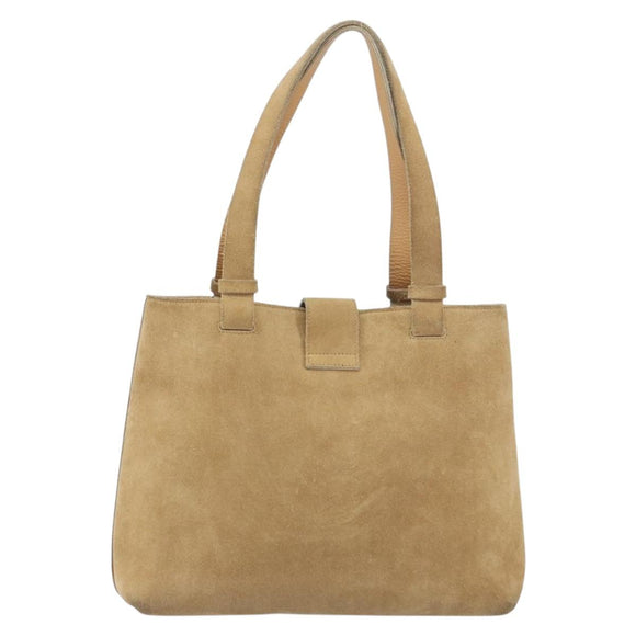 GUCCI Hand Bag Suede Beige Auth 151564
