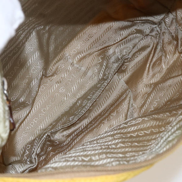 PRADA Shoulder Bag Nylon Yellow Silver Auth 151569