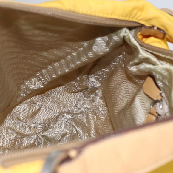PRADA Shoulder Bag Nylon Yellow Silver Auth 151569