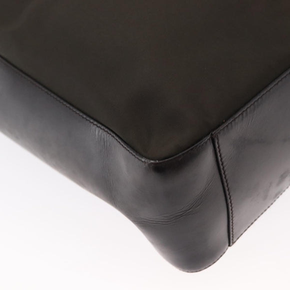 PRADA Hand Bag Nylon Khaki Silver Auth 151570