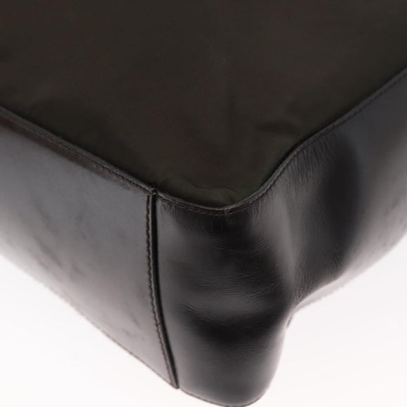 PRADA Hand Bag Nylon Khaki Silver Auth 151570