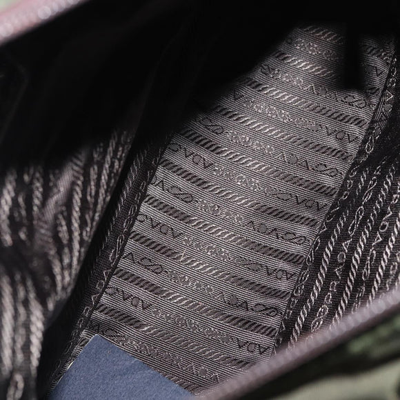 PRADA Hand Bag Nylon Khaki Silver Auth 151570