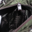 PRADA Hand Bag Nylon Khaki Silver Auth 151570-19