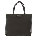 PRADA Hand Bag Nylon Khaki Silver Auth 151570-13