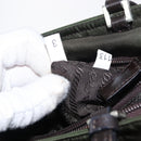 PRADA Hand Bag Nylon Khaki Silver Auth 151570-12