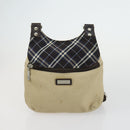 BURBERRY BALLY Draagtas Leer Canvas 2-delige set Beige Navy Auth 151571-10