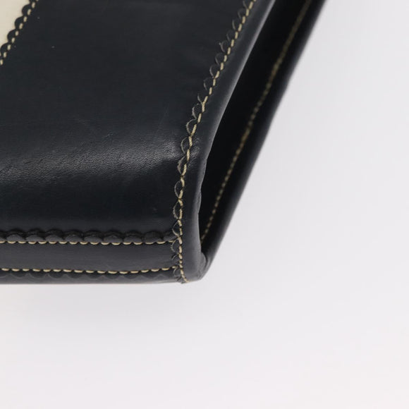 LOEWE Hand Bag Canvas White Gold Auth 151572