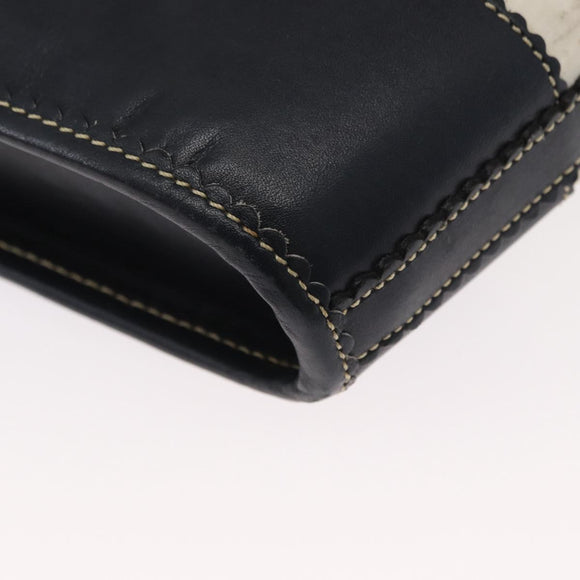 LOEWE Hand Bag Canvas White Gold Auth 151572