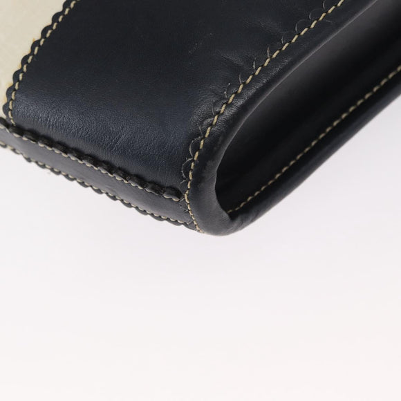 LOEWE Hand Bag Canvas White Gold Auth 151572