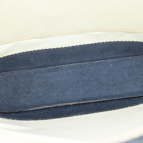 LOEWE Hand Bag Canvas White Gold Auth 151572