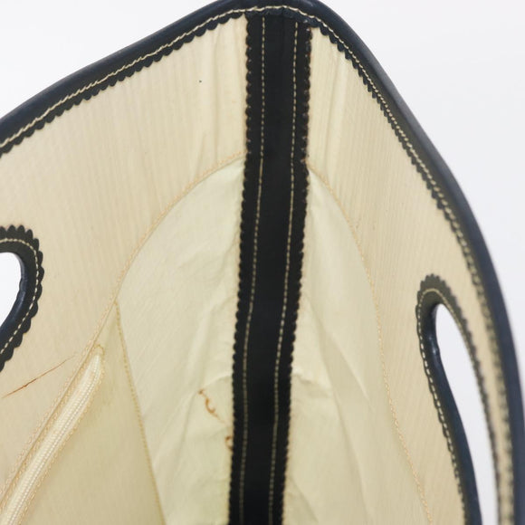 LOEWE Hand Bag Canvas White Gold Auth 151572