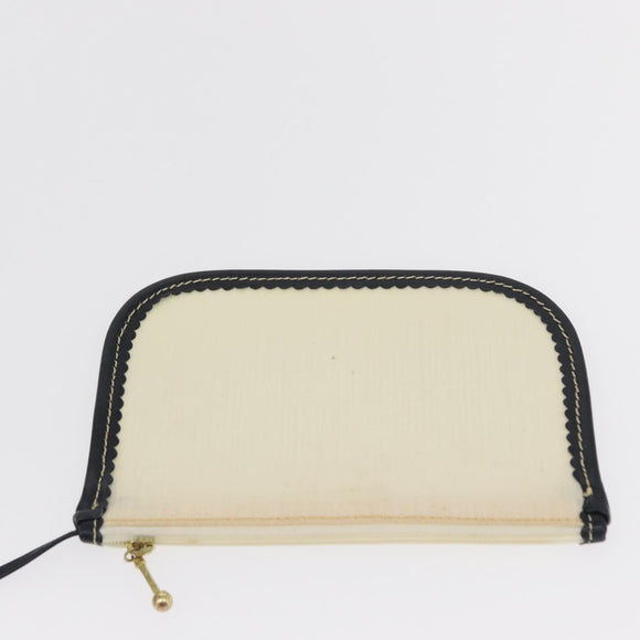 LOEWE Hand Bag Canvas White Gold Auth 151572