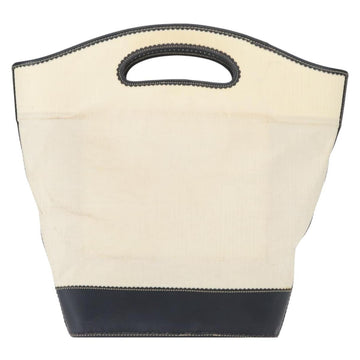 LOEWE Hand Bag Canvas White Gold Auth 151572 - 0