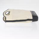 LOEWE Hand Bag Canvas White Gold Auth 151572-4