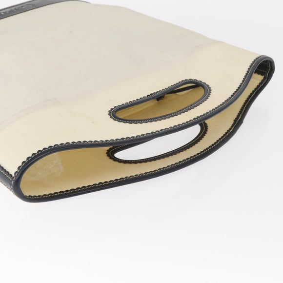 LOEWE Hand Bag Canvas White Gold Auth 151572